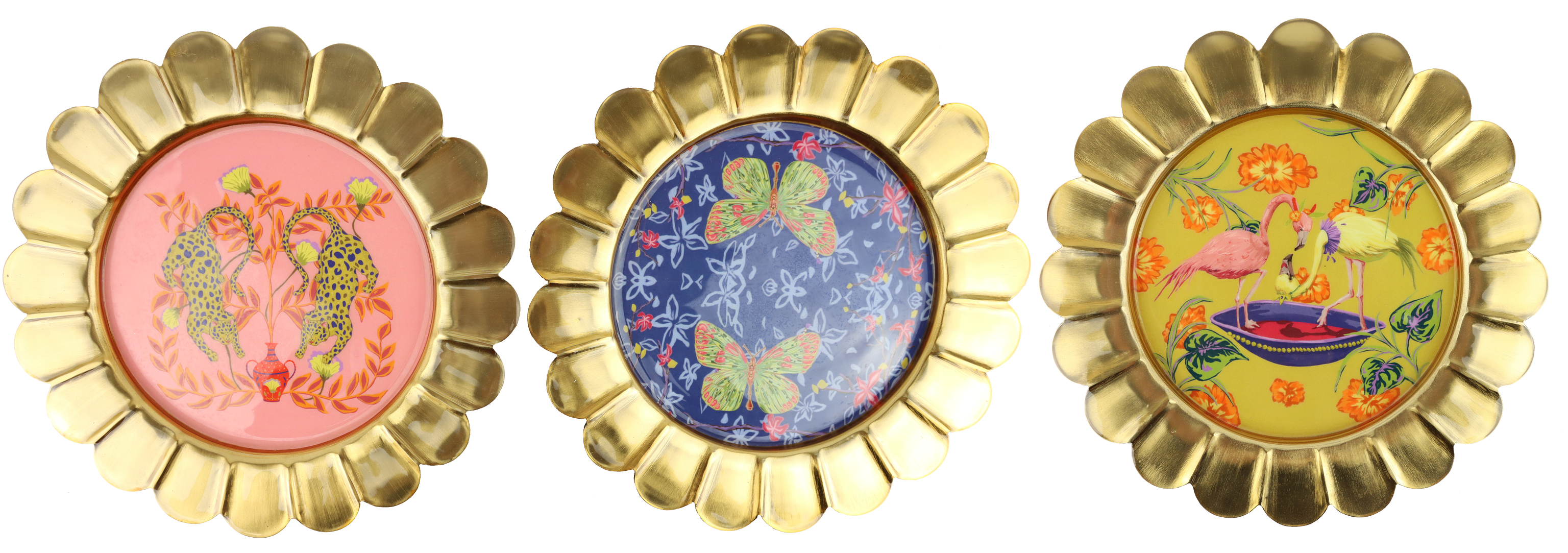 1114 ASSIETTES ASIAN FAUNA  3P