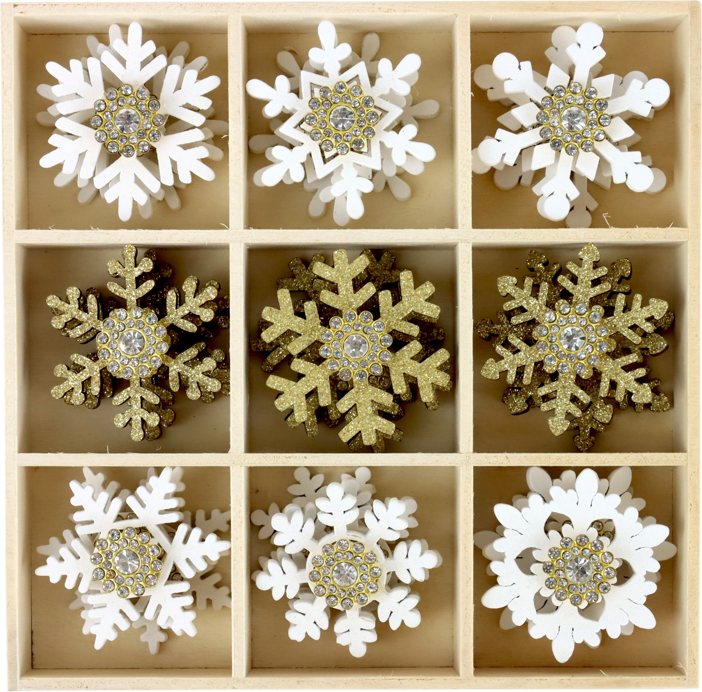 2717 SCATOLA LEGNO STELLA DI VETRO  27PZ