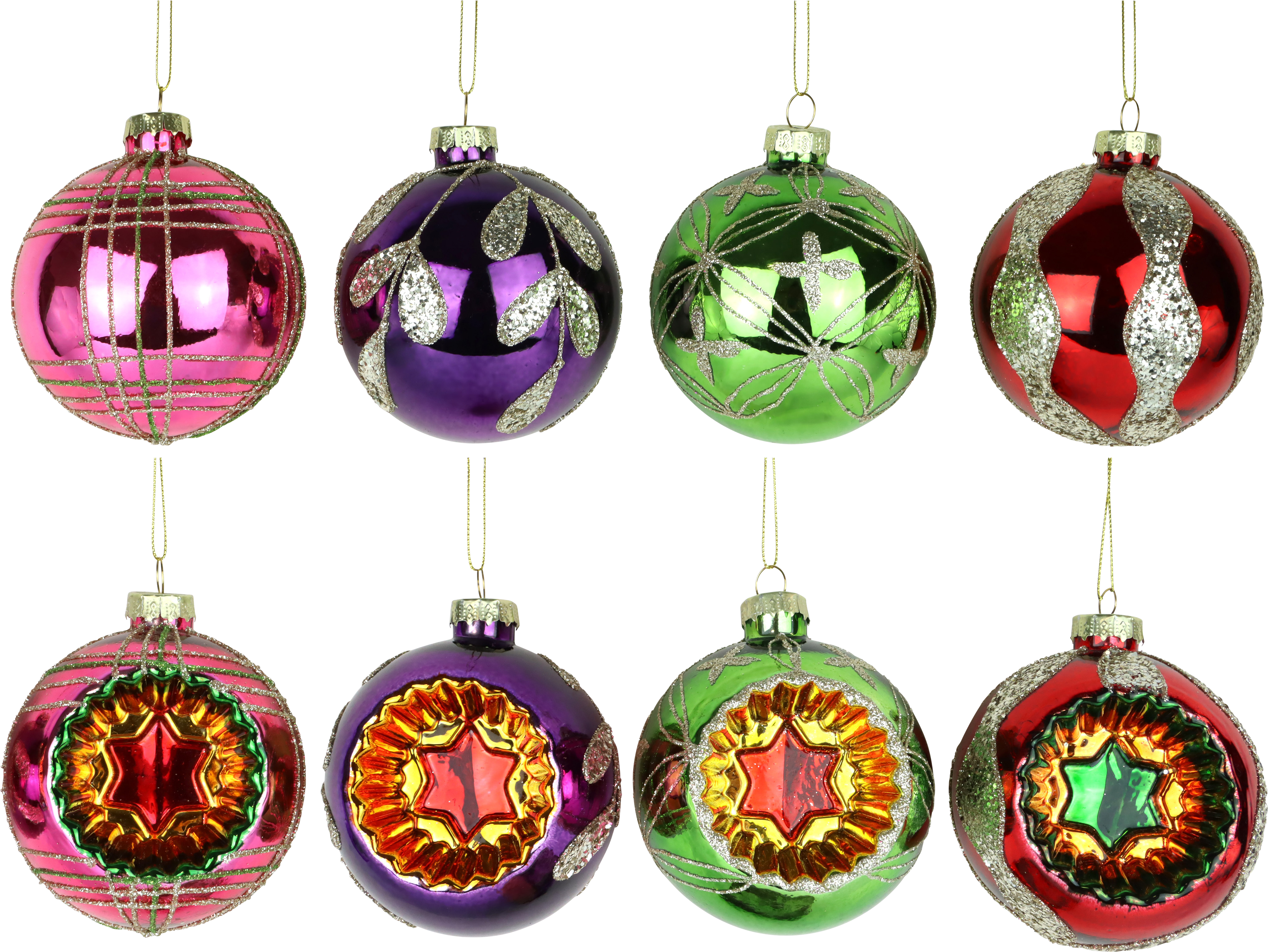 3826 GLAS ORNAMENT VINTAGE NOEL  S/4