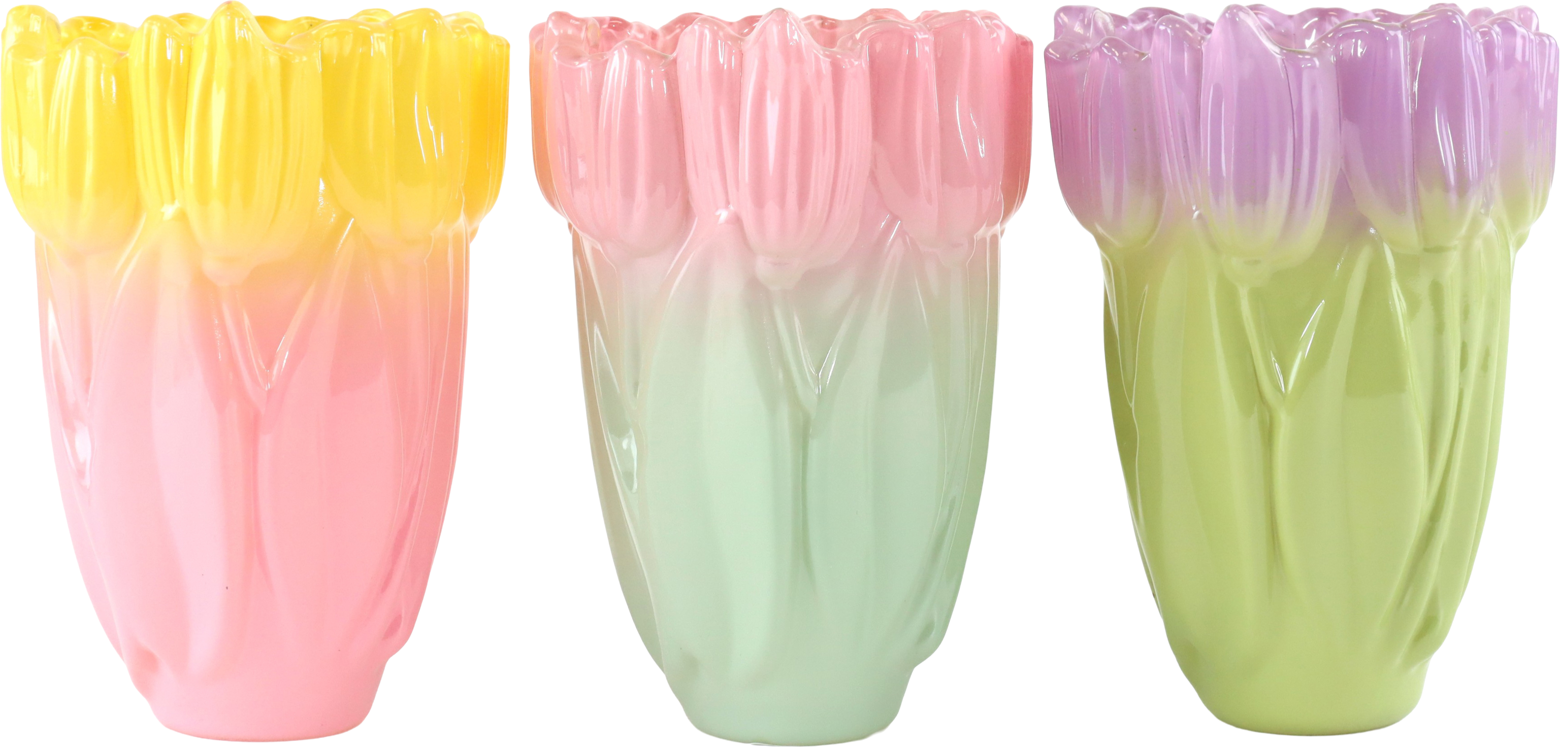 4114 VASES VERRE TULIP  TWIST  3P