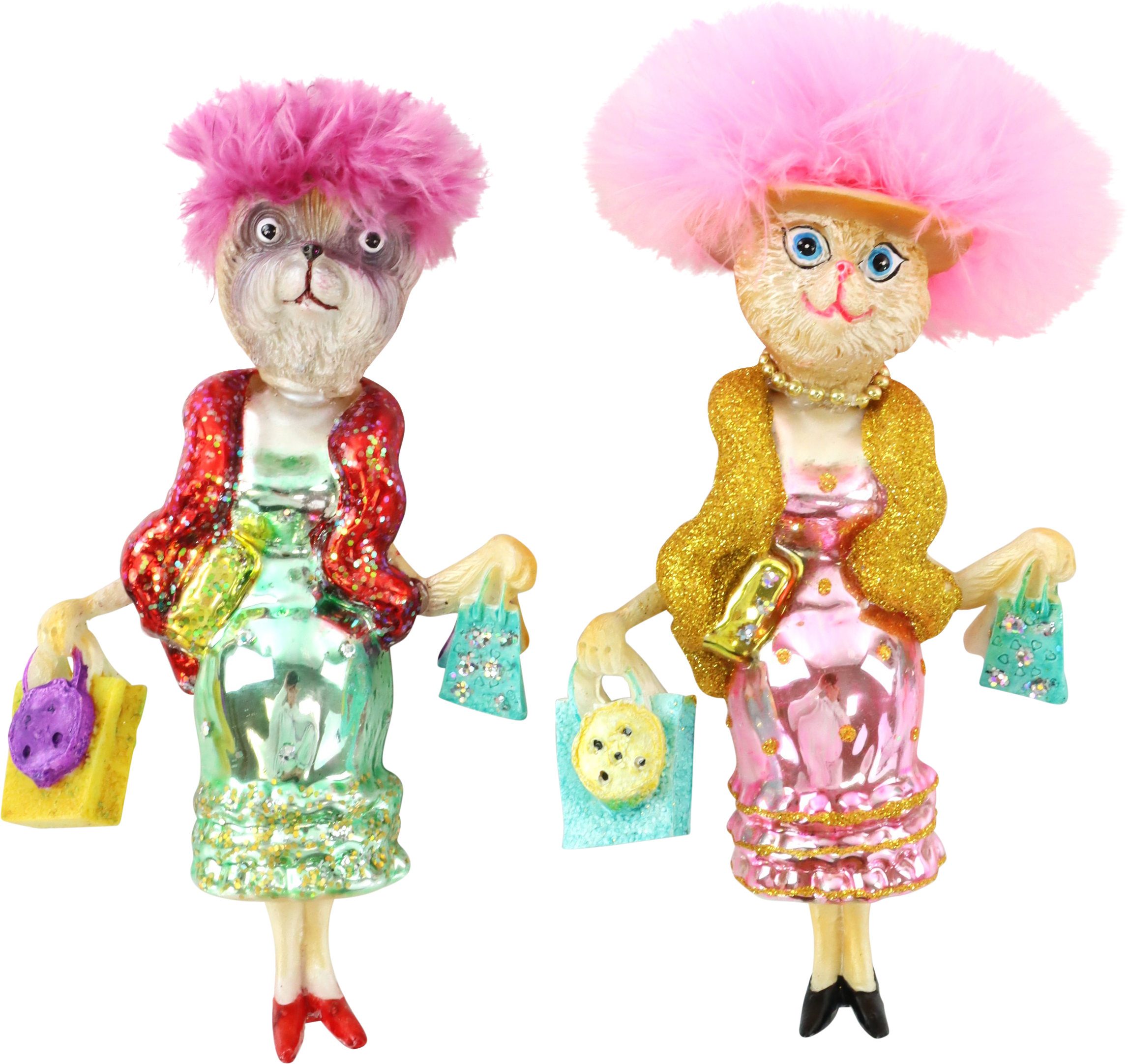 4607 GLASSHANGERS FUNKY CATS  S/2