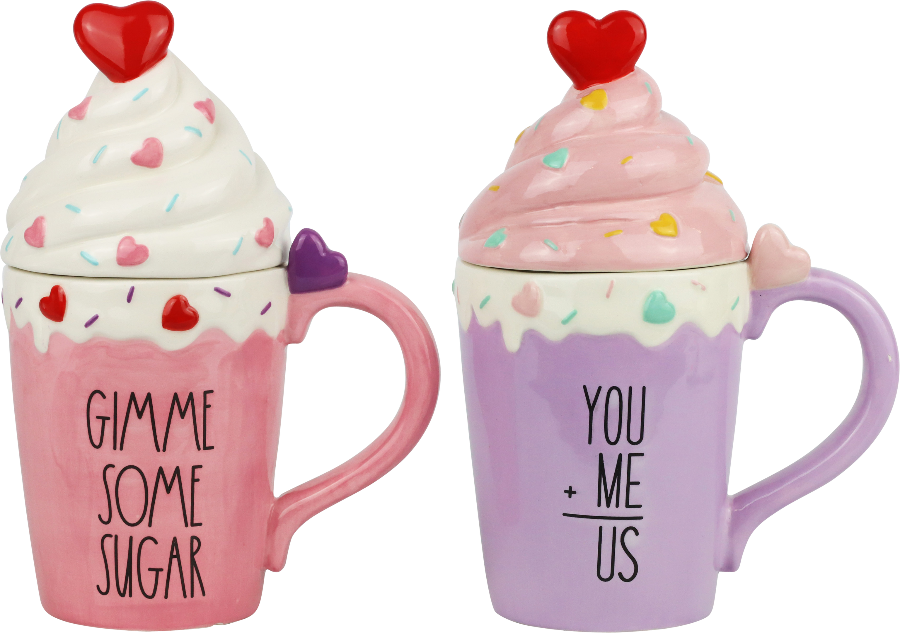 4730 MUGS WITH LID LOVELY HEARTS  S/2