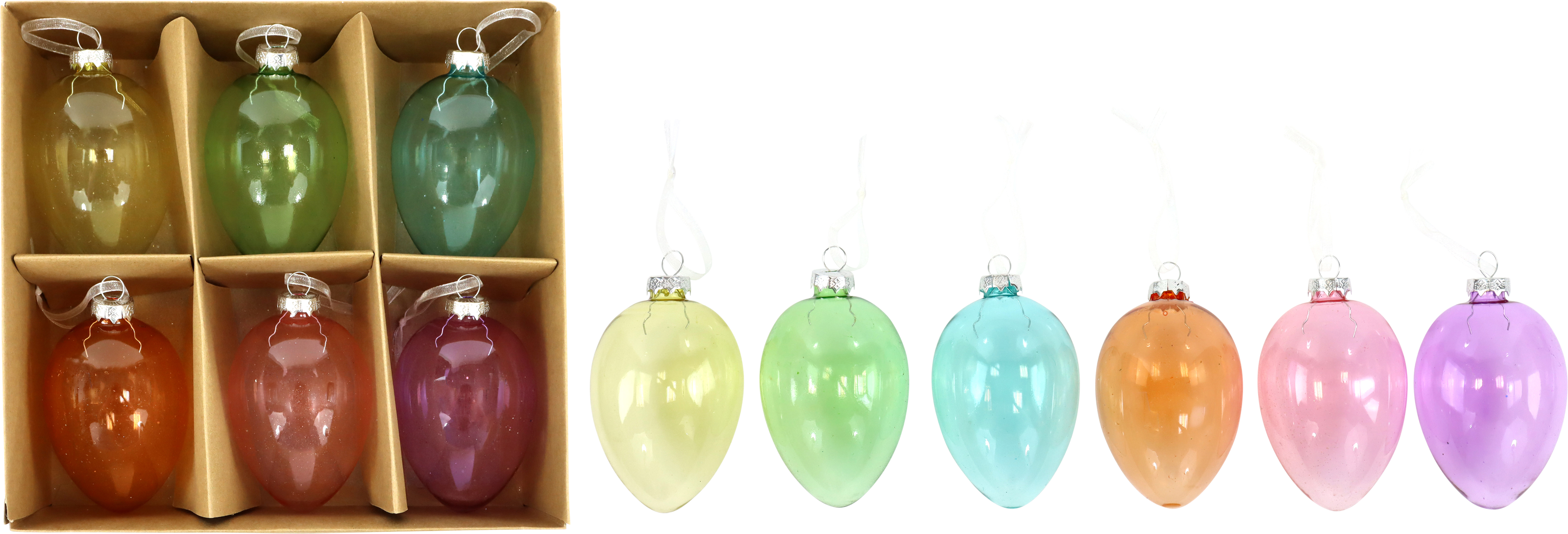 4989 GLASSHANGERS RAINBOW EGGS  S/6
