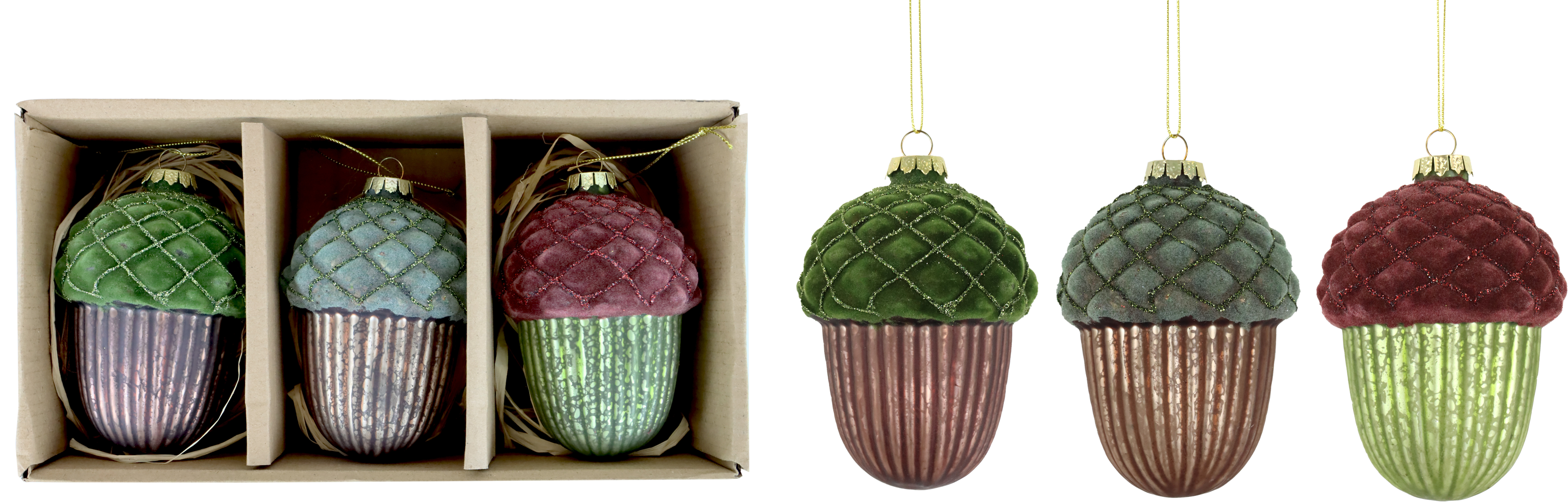 5267 GLASSJEWELRY GREEN OAK  S/3