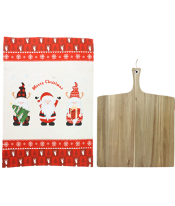 6413 WOODEN BOARD WITH KITCHENTOWEL S/2