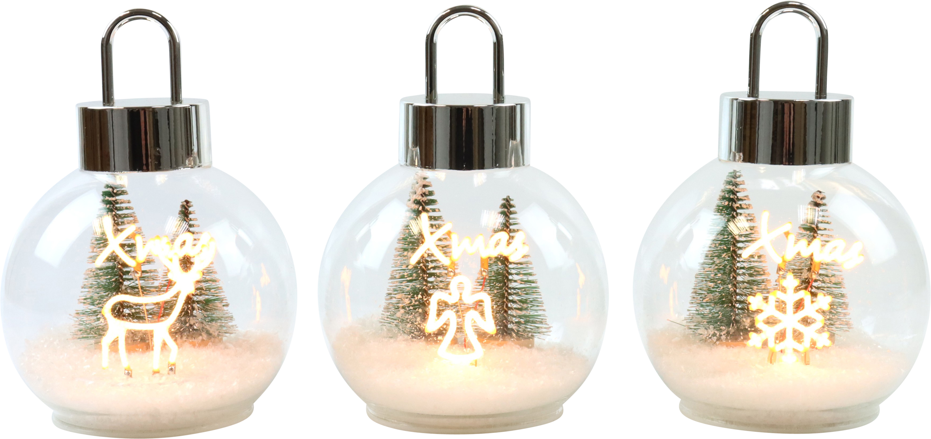 7003 GLASSGLOBES SNOWLIGHT  S/3