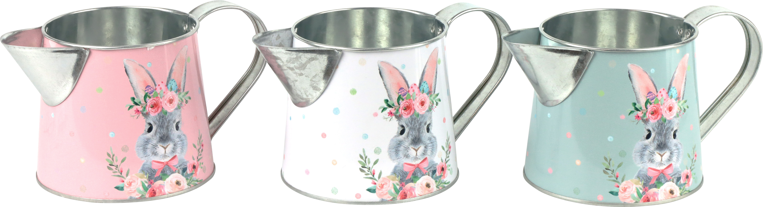 7050 METAL JUGS FLORAL RABBIT  S/3