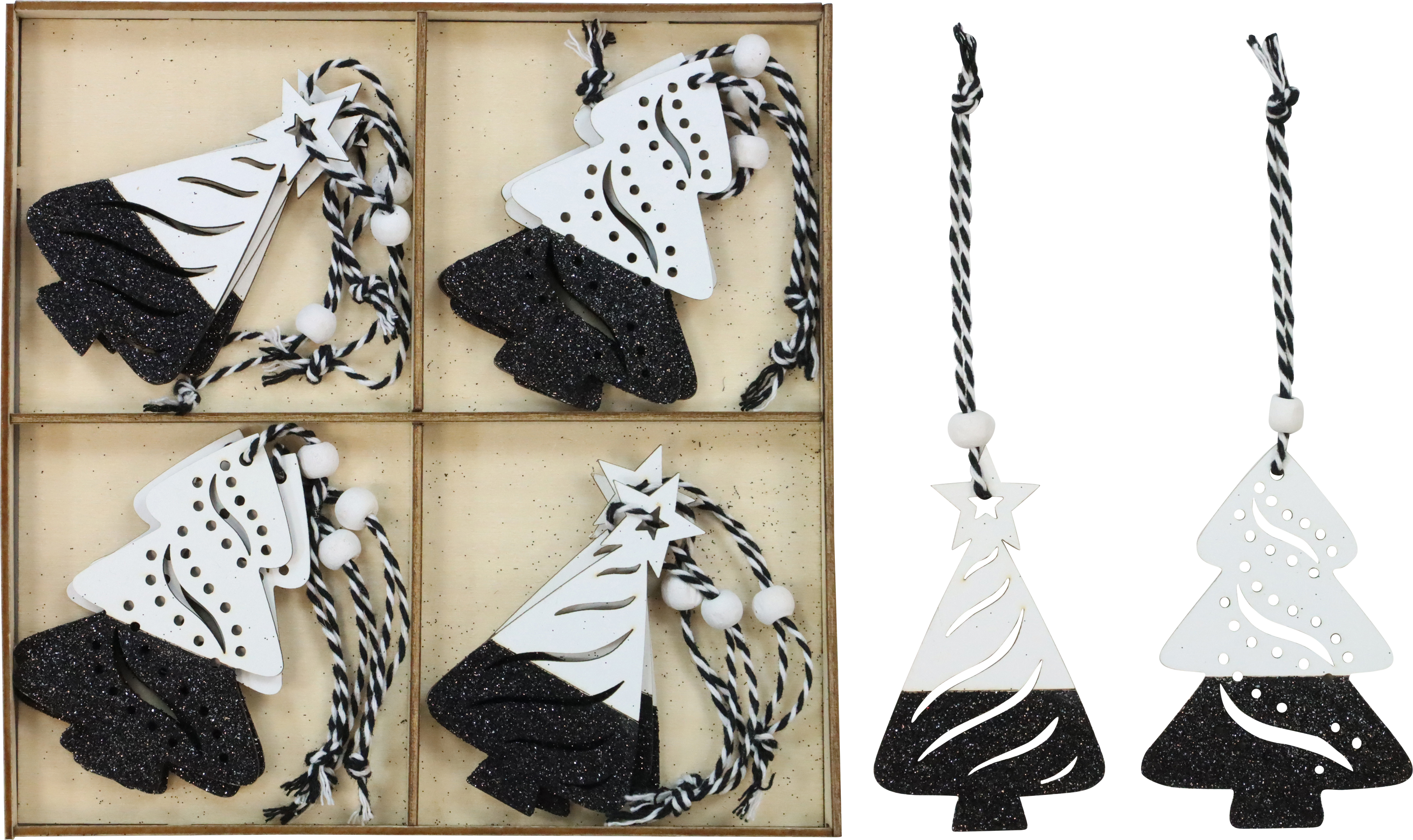 7818 SCATOLA LEGNO  STERNBÄUME  12PZ