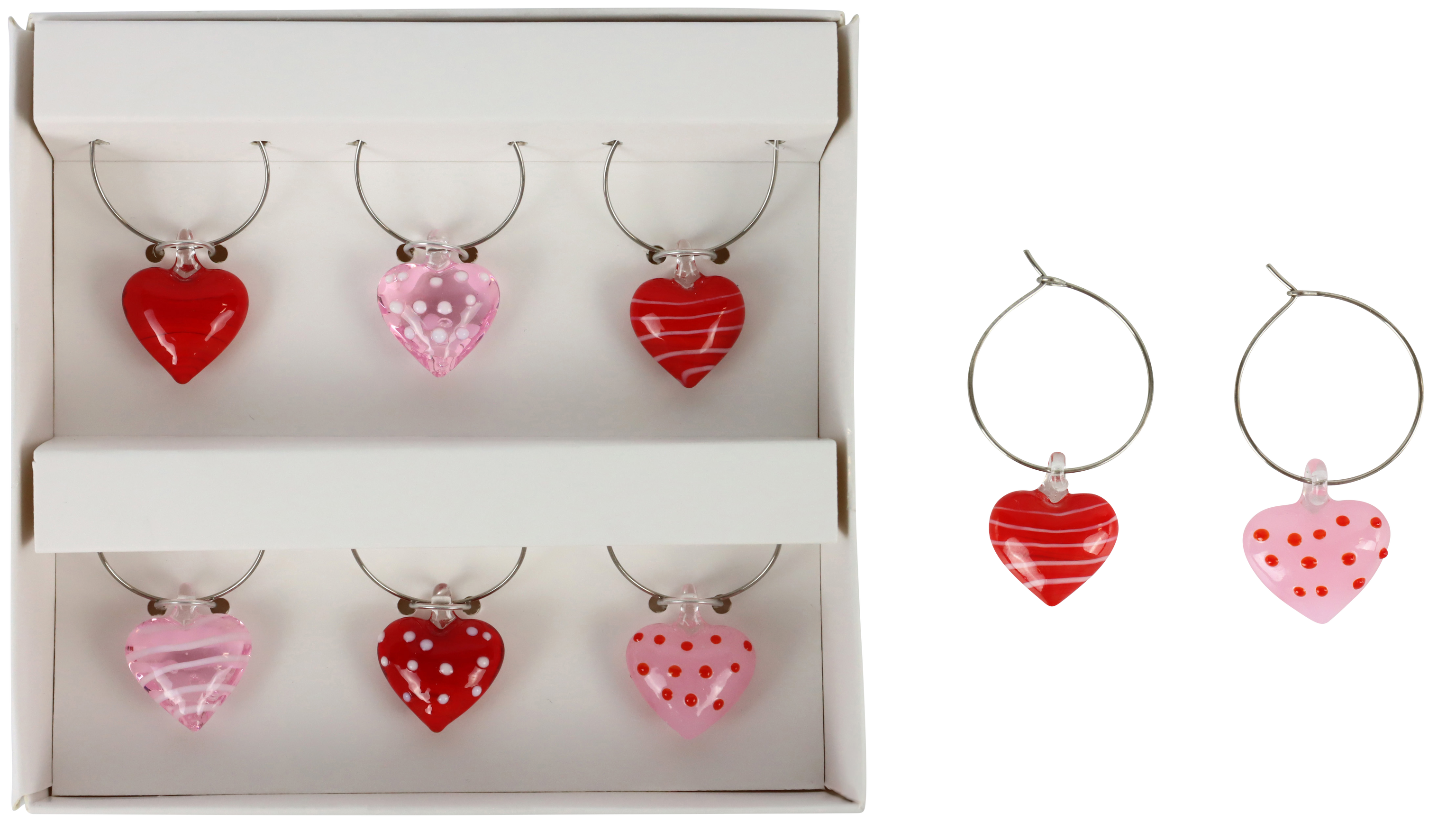 8973 GLASMARKER HEARTS  S/6