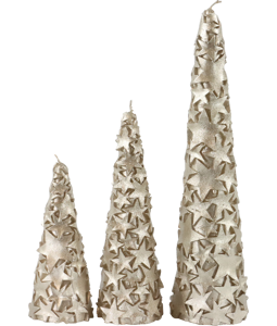9189 CANDLE PYRAMID SILVERSTARS  S/3