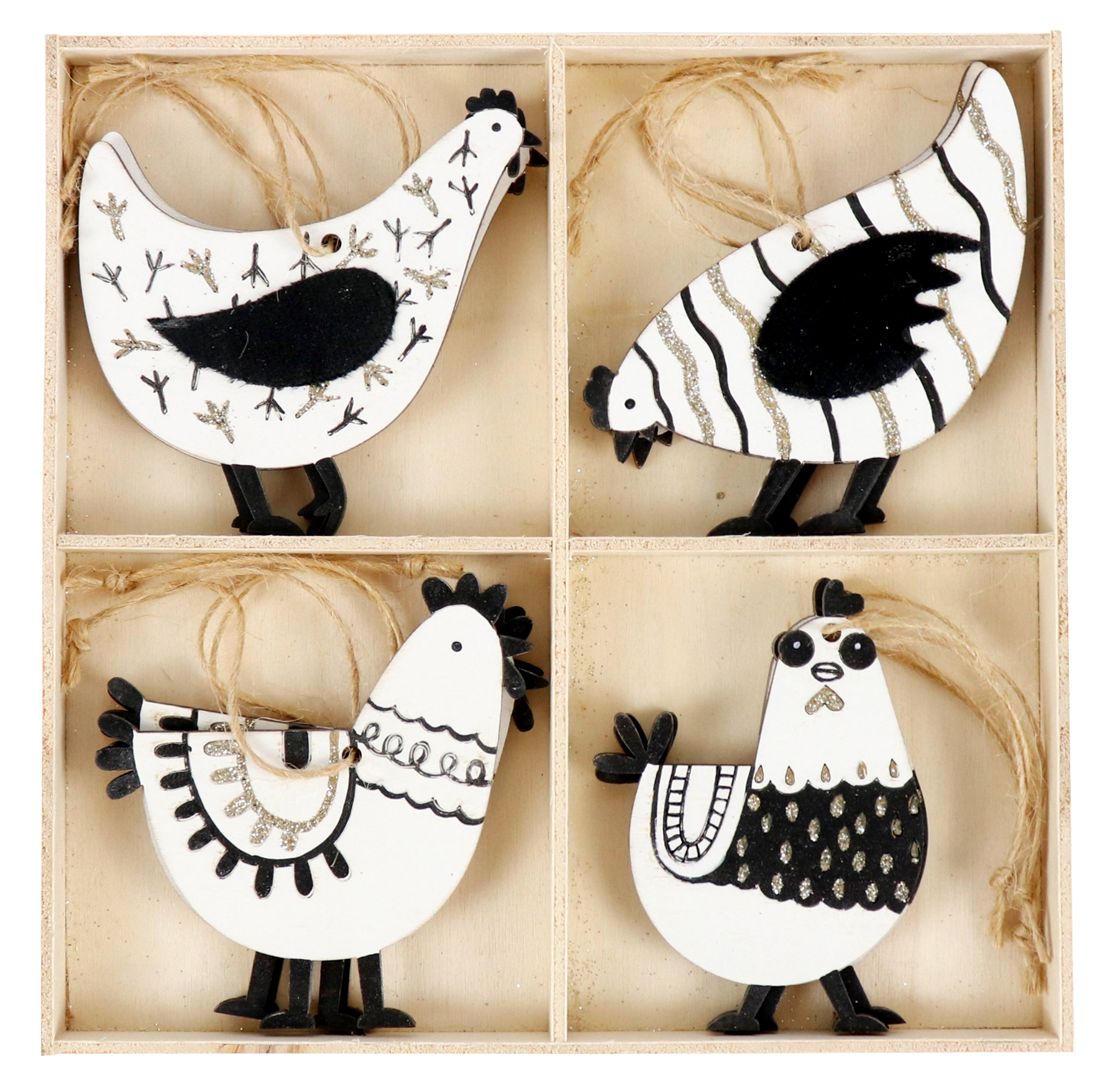 9934 WOODHANGERS IN BOX CHICKEN  S/12